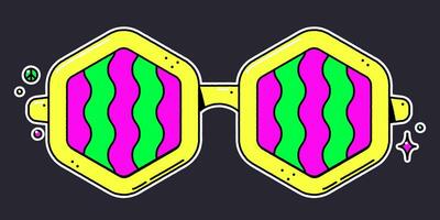 Groovy retro hippie psychedelic eyeglasses. vector