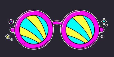 Groovy retro hippie psychedelic eyeglasses. vector