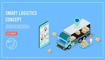 Modern Global logistic service concept with export, import, warehouse business and transport. Vector illustration eps10