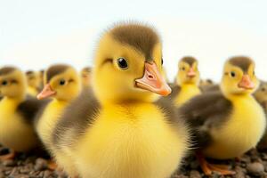 AI generated Cute fluffy small little yellow ducks AI Generated photo