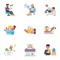 Bundle of Retail Services Flat Icons vector