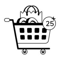 Trendy Shopping Trolley vector