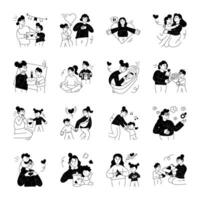 Pack of Mothers Day Hand Drawn Illustrations vector