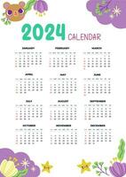 nuevo año calendario 2024 con interesante imágenes vector