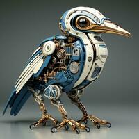 AI generated 3d Robot cartoon crane bird photo