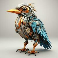 AI generated 3d Robot cartoon crane bird photo