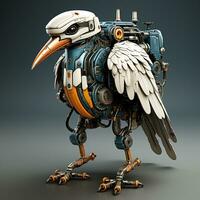 AI generated 3d Robot cartoon crane bird photo