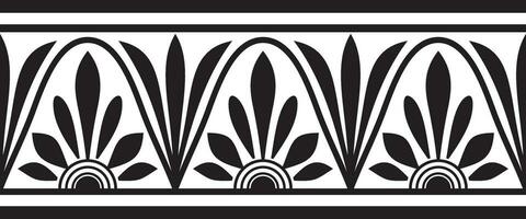 Vector monochrome black seamless classical Greek meander ornament. Pattern of ancient Greece. Border, frame of the Roman Empire