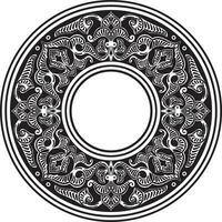 Vector monochrome round oriental ornament. Arabic patterned circle of Iran, Iraq, Turkey, Syria. Persian frame, border. For sandblasting, laser and plotter cutting.
