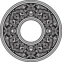 Vector monochrome round oriental ornament. Arabic patterned circle of Iran, Iraq, Turkey, Syria. Persian frame, border. For sandblasting, laser and plotter cutting.