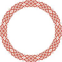 Vector red round Belarusian national ornament. Ethnic endless color border, Slavic peoples frame