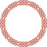 Vector red round Belarusian national ornament. Ethnic endless color border, Slavic peoples frame