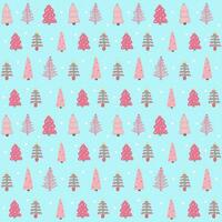 pastel christmas tree line art drawing pattern background vector