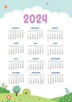 nuevo año calendario 2024 con interesante imágenes vector