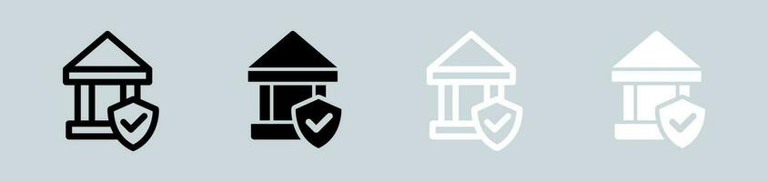 Authority icon set in black and white. Legal signs vector illustration.