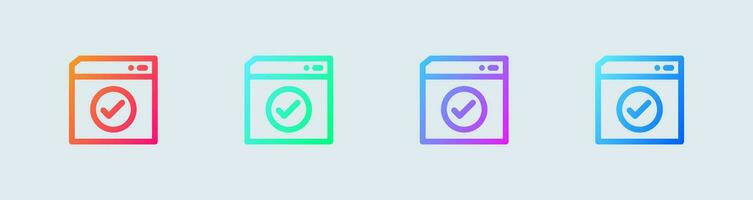 Accept line icon in gradient colors. Check mark signs vector illustration.