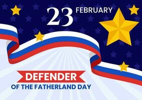 Defender of the Fatherland Day Vector Illustration on 23 February with Russian Flag and Star in National Holiday of Russia Flat Cartoon Background