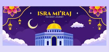 Isra Mi'raj Cover Flat Cartoon Hand Drawn Templates Background Illustration vector