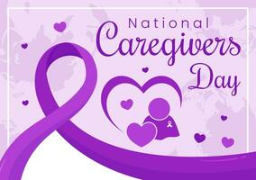 National Caregivers Day Vector Illustration on February 16th to Provide Selfless Personal Care and Physical Support in Healthcare Flat Background