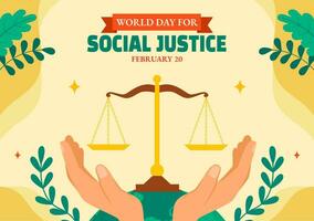 Social Justice Day Social Media Background Flat Cartoon Hand Drawn Templates Illustration vector