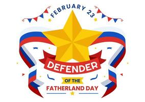 Defender of the Fatherland Day Vector Illustration on 23 February with Russian Flag and Star in National Holiday of Russia Flat Cartoon Background