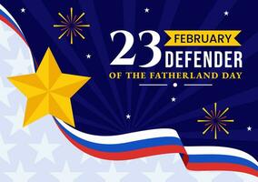 defensor de el patria día vector ilustración en 23 febrero con ruso bandera y estrella en nacional fiesta de Rusia plano dibujos animados antecedentes