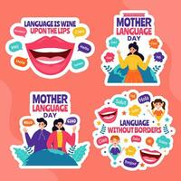 Mother Language Day Label Flat Cartoon Hand Drawn Templates Background Illustration vector