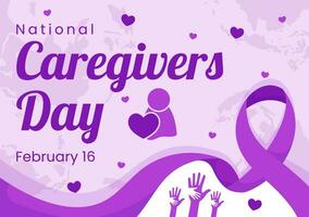 National Caregivers Day Vector Illustration on February 16th to Provide Selfless Personal Care and Physical Support in Healthcare Flat Background