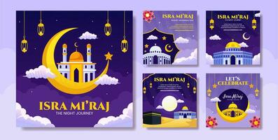 Isra Mi'raj Social Media Post Flat Cartoon Hand Drawn Templates Background Illustration vector