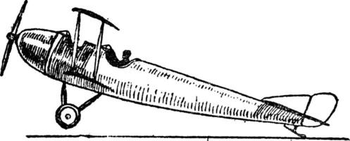 Aeroplane High Tail Slow Landing Design, vintage illustration. vector