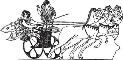 Greek Chariot, vintage illustration. vector