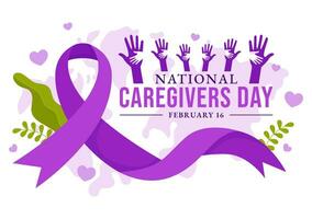 National Caregivers Day Vector Illustration on February 16th to Provide Selfless Personal Care and Physical Support in Healthcare Flat Background