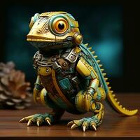 AI generated 3d Robot iguana photo