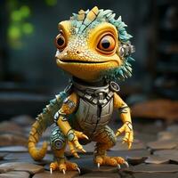 AI generated 3d Robot iguana photo