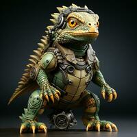 AI generated 3d Robot iguana photo