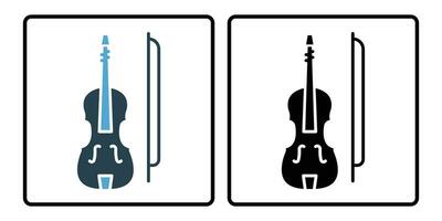 violin icon. icon related to music, music instrument. solid icon style, duo tone. simple vector design editable