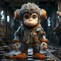 AI generated 3d robot monkey photo