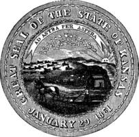 The Great Seal of the State of Kansas vintage engraving vector