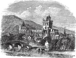 Jedburgo abadía en Escocia Clásico grabado vector