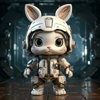 AI generated 3d robot rabbit photo