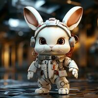 AI generated 3d robot rabbit photo