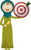 Woman with target, illustration, vector on white background.