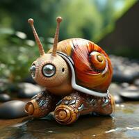 AI generated 3d robot snail photo