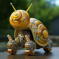 AI generated 3d robot snail photo