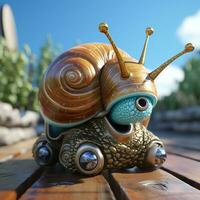 AI generated 3d robot snail photo