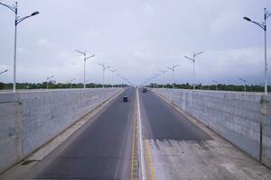 Non-stop Speed way Purbachal expressway road in Dhaka-Bangladesh photo