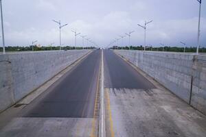 Non-stop Speed way Purbachal expressway road in Dhaka-Bangladesh photo