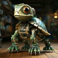 AI generated 3d robot turtle photo