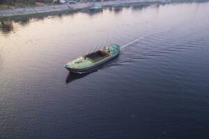 Aerial view Landscape of Sand bulkheads ships with Industrial zone in Sitalakhya River, Narayanganj, Bangladesh photo