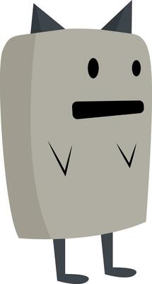 A grey monster with horns looks terrifying vector or color illustration